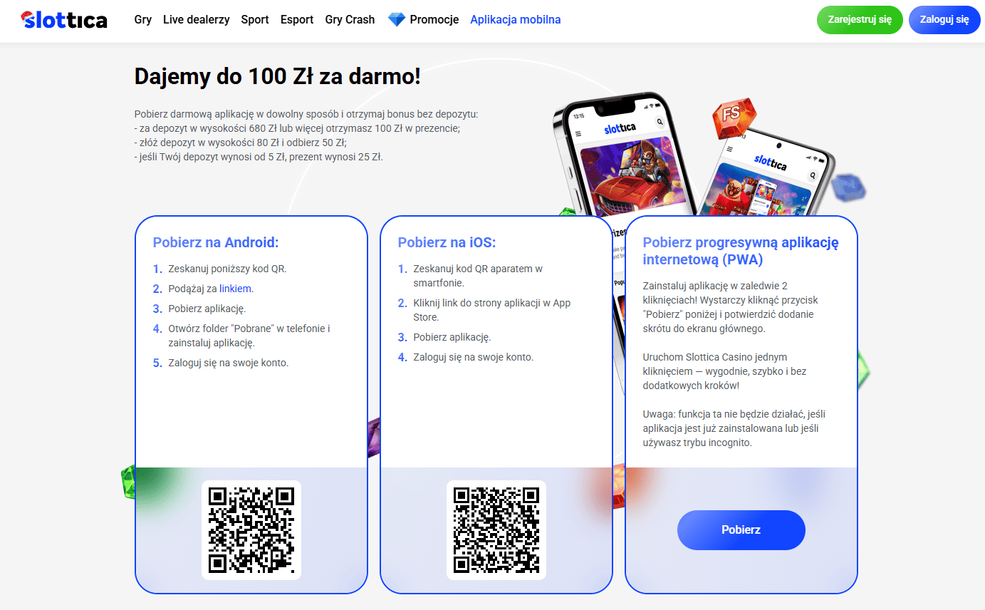 Slottica Aplikacja Mobilna